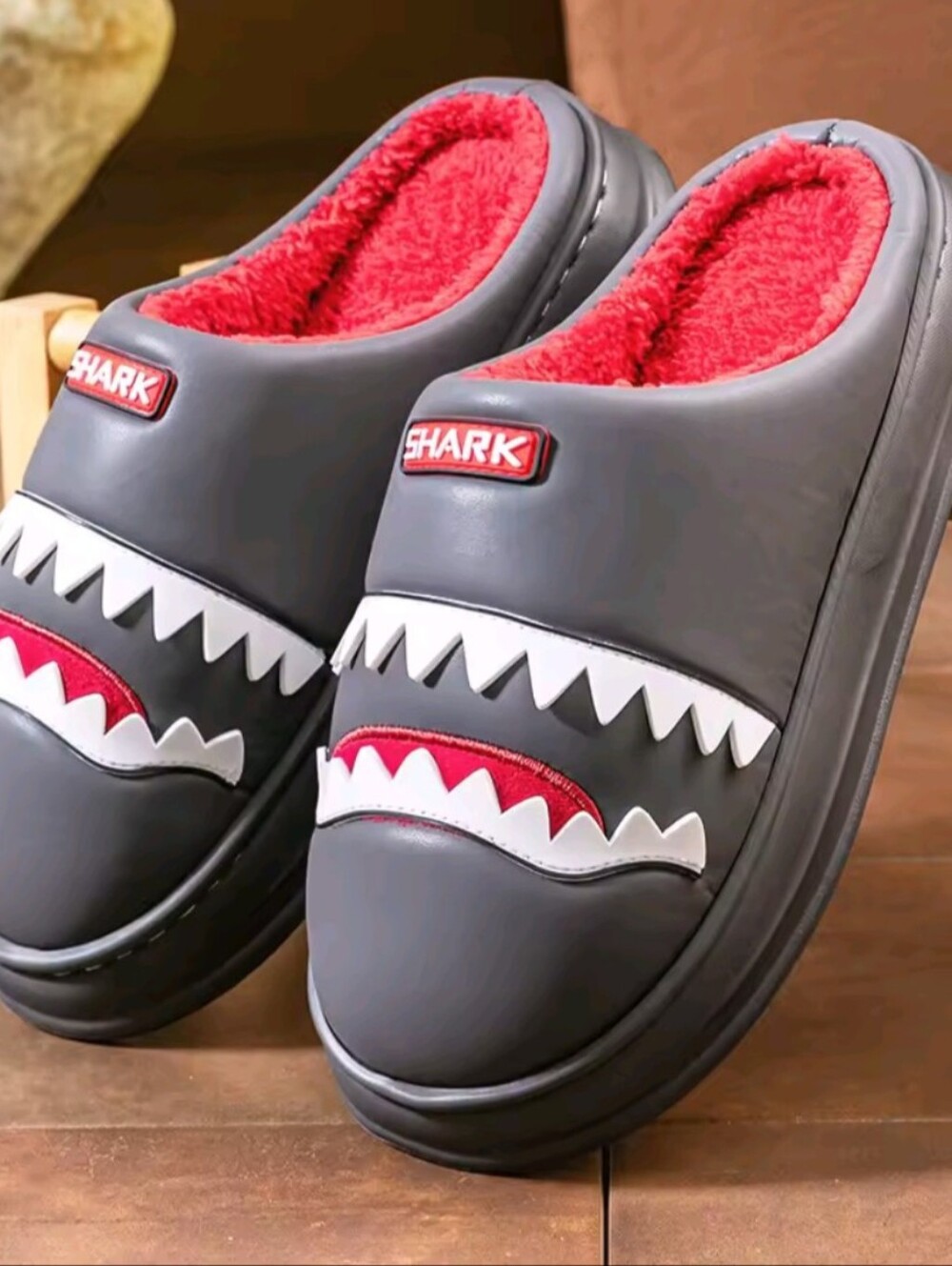Men's Memory Foam Soft Shark Cute Design Comfortable Non Slip House Shoes